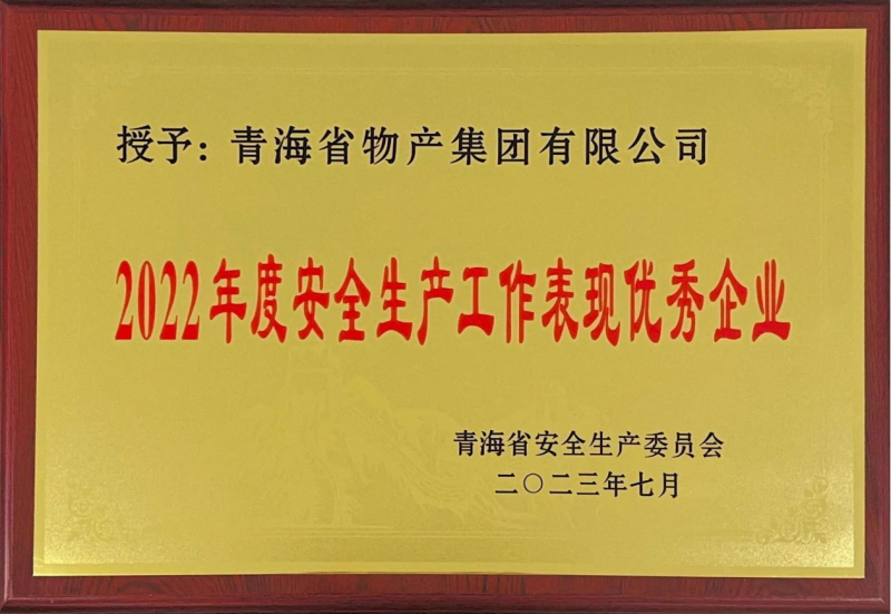 喜   報&mdash;&mdash;集團榮獲青海省2022年度安全生產工作表現優秀企業榮譽稱號